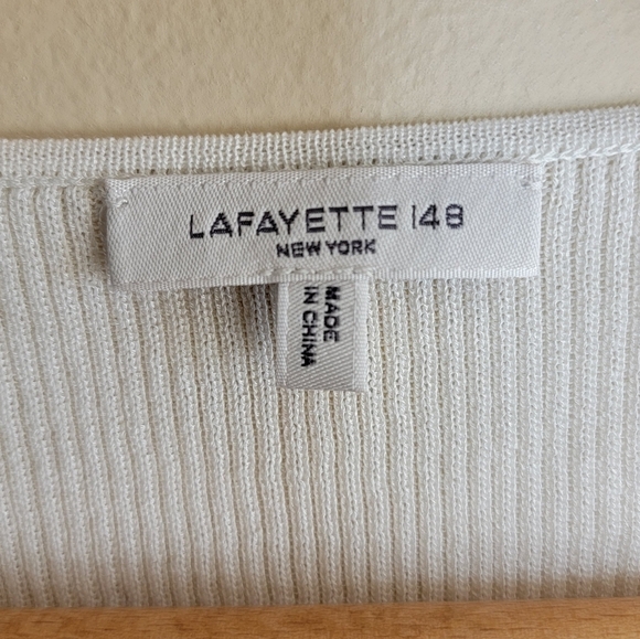 Lafayette 148 New York Finespun Voile Ivory Ribbed Crewneck Shell Tank Size 3X - Picture 3 of 7